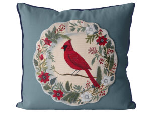 The Aviary Table Red Cardinal Exclusive Cushion Cover Choice of Cotton or Luxury Velvet