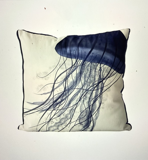 Jellyfish Drift in Blue, Cushion Cover