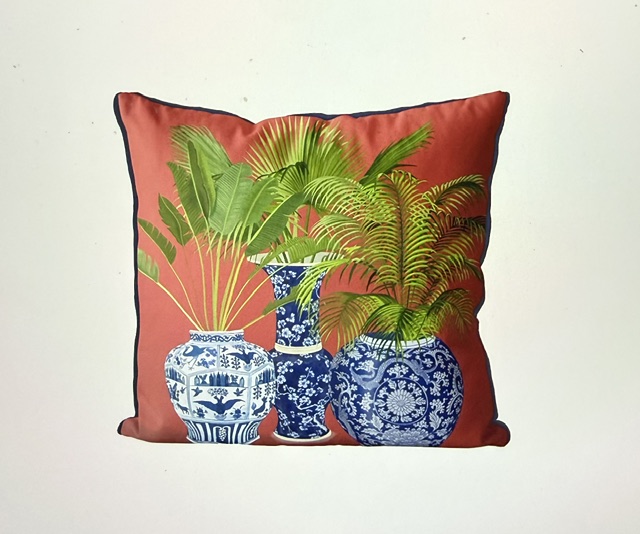 Chinoiserie Vase Trio 4, Cushion Cover - Image 3